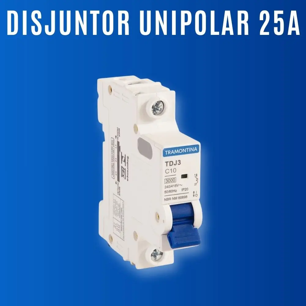 DISJUNTOR-UNIPOLAR-25A-tramontina Disjuntor Tramontina TDJ 1P 2P 10A a 63A – Proteção e Qualidade ⚡ – UNIPOLAR 25A - Imagem 1
