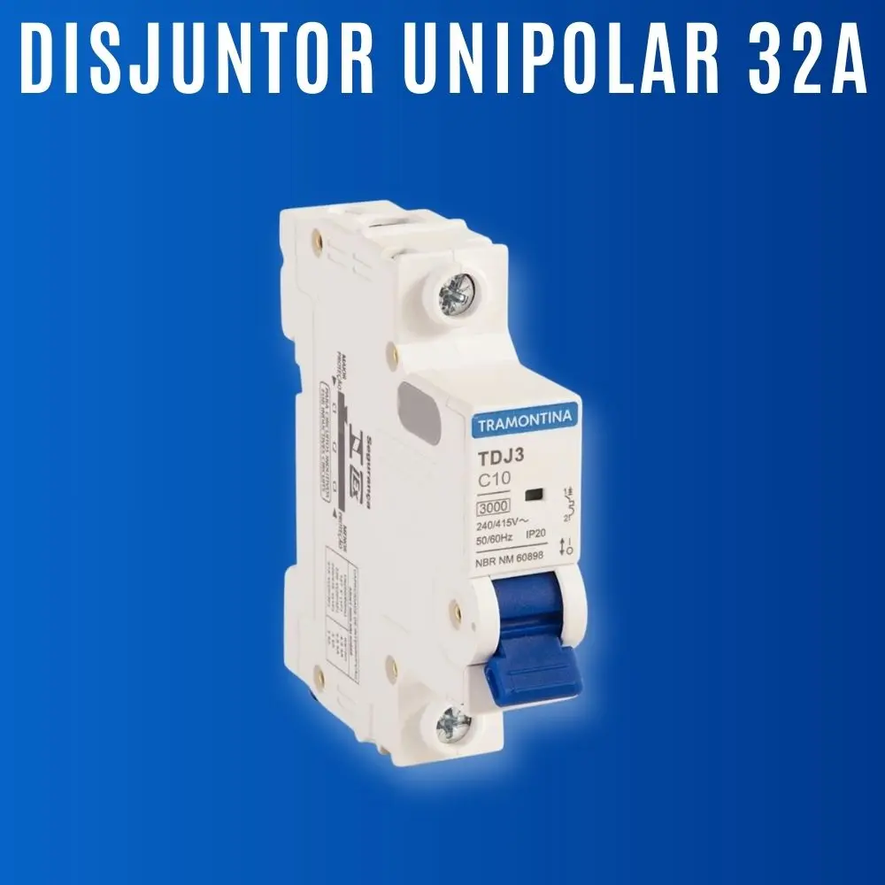 DISJUNTOR-UNIPOLAR-32A-tramontina Disjuntor Tramontina TDJ 1P 2P 10A a 63A – Proteção e Qualidade ⚡ – UNIPOLAR 32A - Imagem 1