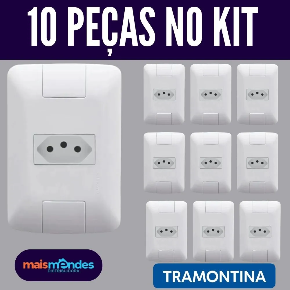 Kit-tomadas-tramontina (6) KIT 10 TOMADAS SIMPLES 10A TRAMONTINA LINHA ARIA – KIT COM 10 - Imagem 1