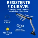 Antena Digital Externa 2 em 1 DTV-1500 HDTV UHF/VHF c/ Suporte e Cabo - Imagem 5