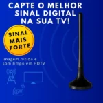 Antena Digital Interna HDTV Aquário DTV-100P  TV Digital Full HD  Alto Alcance  Fácil Instalação