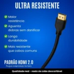 Cabo HDMI 2.0 4K – 1m / 2m / 3m – Alta Velocidade 18Gbps, 19 Pinos – TV, Monitor, PC, Xbox, PS4/PS5 – 2 Metros - Imagem 6
