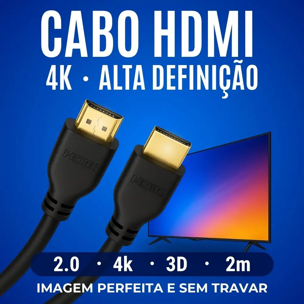 cabo-hdmi (8) Cabo HDMI 2.0 4K – 1m / 2m / 3m – Alta Velocidade 18Gbps, 19 Pinos – TV, Monitor, PC, Xbox, PS4/PS5 – 2 Metros - Imagem 1