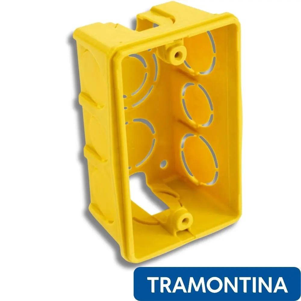 caixa-de-luz-betel-tramontina (12) Caixa de Luz 4x2 Embutida Para Tomadas, Interruptores e Fios - Tramontina Amarela 20 UNI - Imagem 1