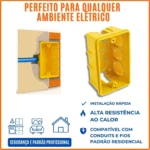 Caixa de Luz 4x2 Embutida Para Tomadas, Interruptores e Fios - Tramontina Amarela 20 UNI - Imagem 2