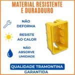 Caixa de Luz 4x2 Embutida Para Tomadas, Interruptores e Fios - Tramontina Amarela 20 UNI - Imagem 3