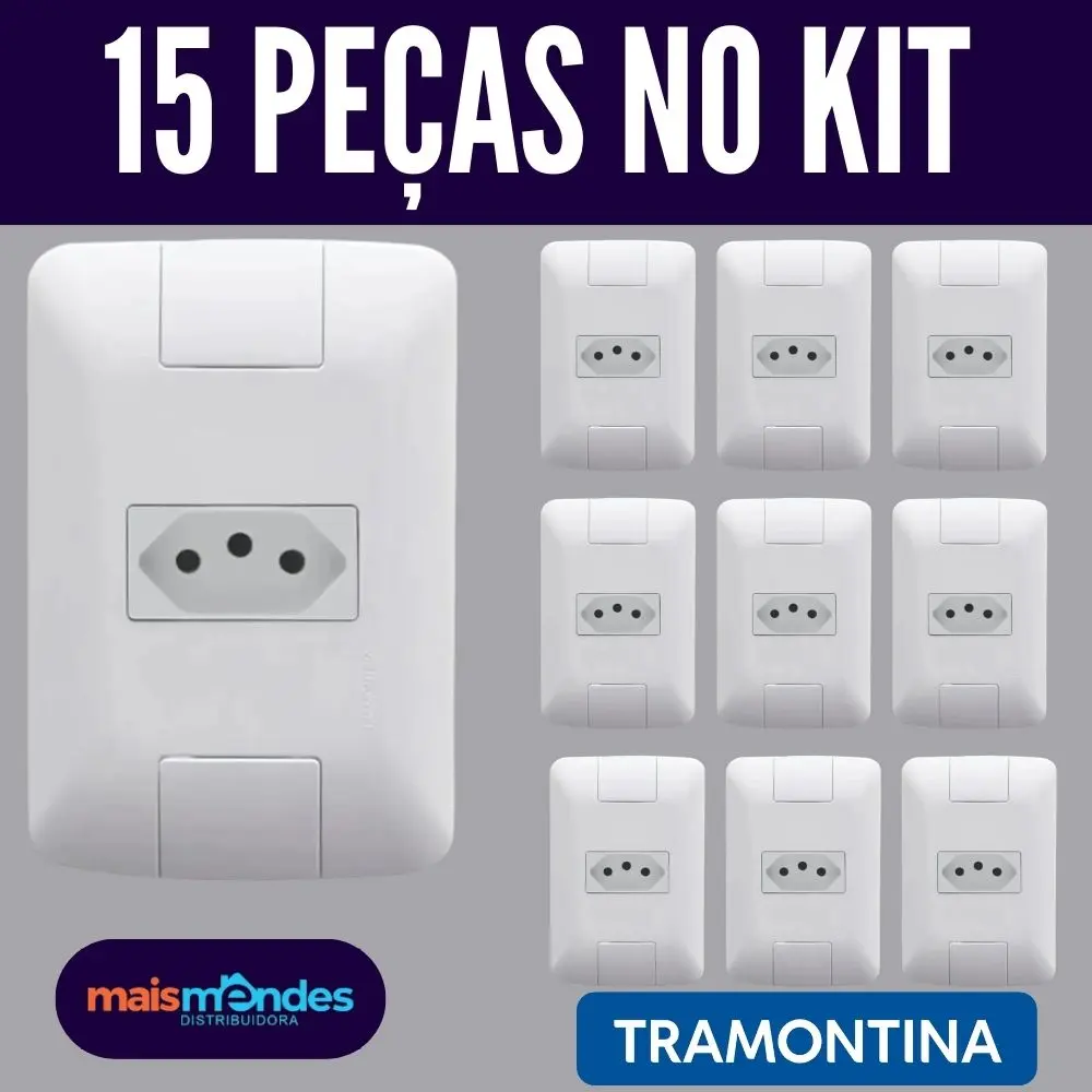 kit-tramontina-tomada-aria KIT 10 TOMADAS SIMPLES 10A TRAMONTINA LINHA ARIA – KIT COM 15 - Imagem 1