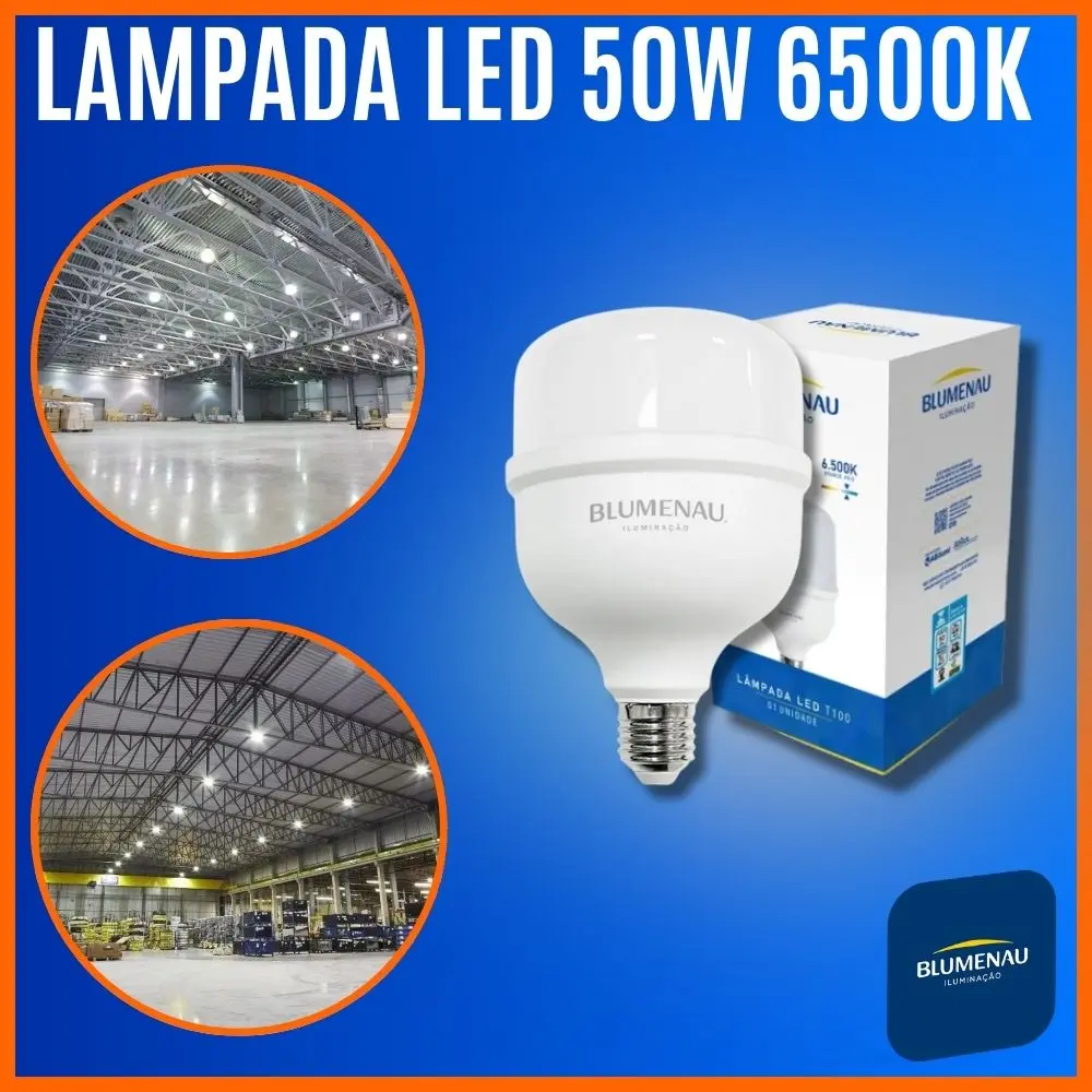 lampada-led-50W (2) Lâmpada LED 50W 6500K Blumenau – E27 Bivolt | Luz Branca Fria, Alta Eficiência - Imagem 1