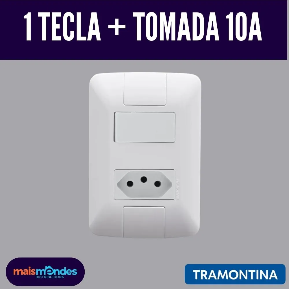tomada-tramontina (2) Monte seu Kit Tramontina Aria 4x2 – Tomadas e Interruptores – 1 Tecla + Tomada 10A - Imagem 1
