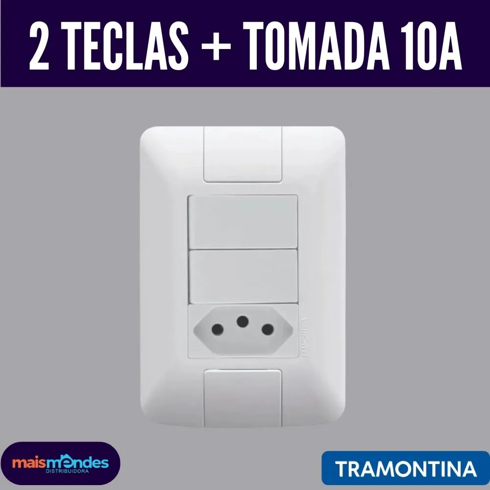 tomada-tramontina (9) Monte seu Kit Tramontina Aria 4x2 – Tomadas e Interruptores – 2 Teclas + Tomada 10A - Imagem 1